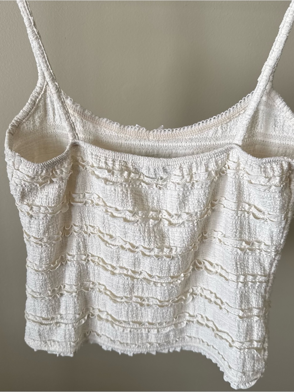 Boohoo Cream Ruffled Ruch Cami Tank Top - Picture 3 of 5